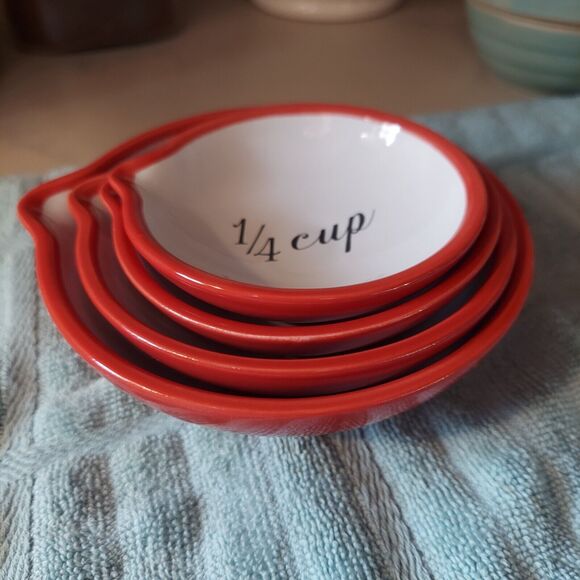 Mary Lake-Thompson Ceramic Measuring Cups Red Nesting One Hundred 80 Degrees - Picture 10 of 10